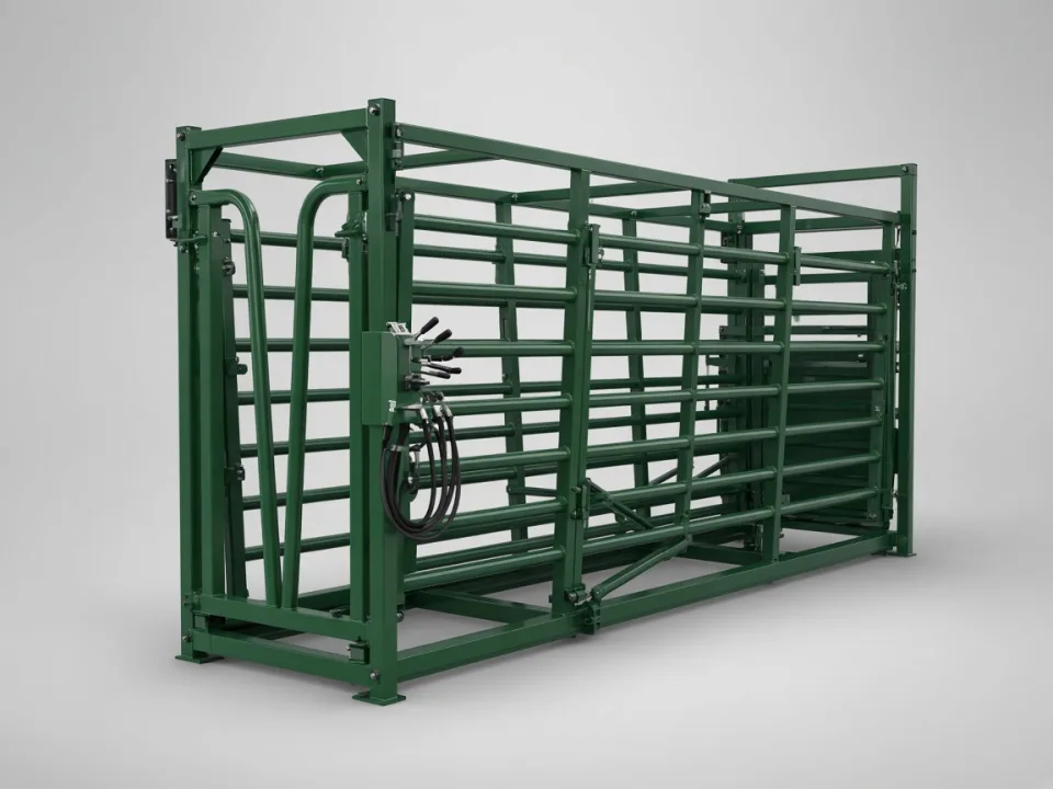 Hydraulic cattle squeeze chutes and sorting systems